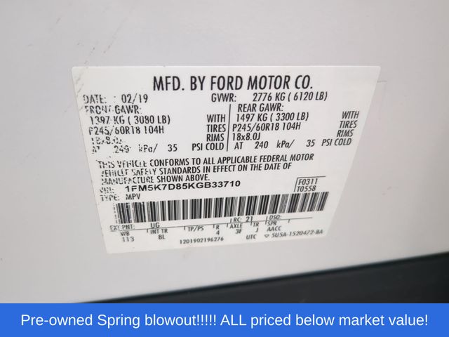 Used 2019 White Platinum Clearcoat Metallic Ford XLT image 53