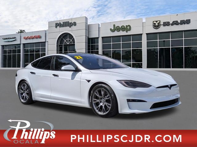 Pearl White Multi-Coat 2021 Tesla Model S Sedan All-Wheel Drive 1-Speed Automatic