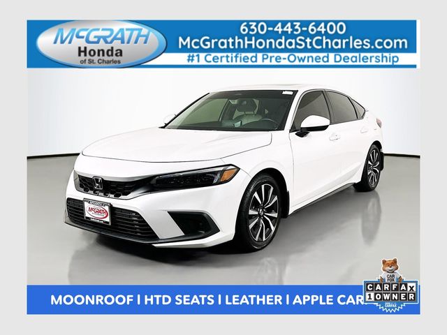 Platinum White Pearl 2024 Honda Civic Hatchback EX-L FWD Hatchback Front-Wheel Drive Continuously Variable Transmission