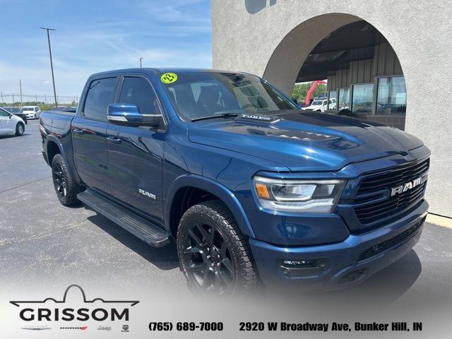 Patriot Blue Pearlcoat 2022 RAM 1500 Laramie Crew Cab 4WD Pickup Truck Four-Wheel Drive 8-Speed Automatic