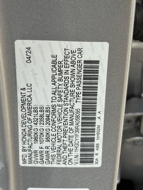 2024 Honda Accord EX Silver at Genesis of Spring