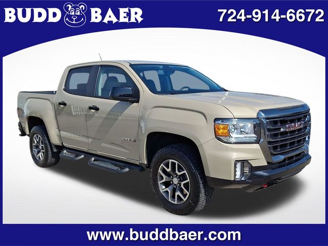 Desert Sand Metallic 2021 GMC Canyon AT4 Crew Cab 4WD with Cloth Pickup Truck Four-Wheel Drive 8-Speed Automatic