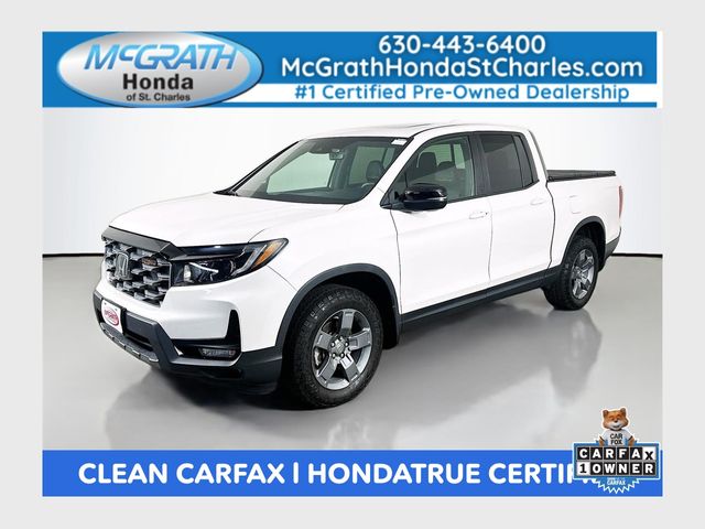 Platinum White Pearl 2024 Honda Ridgeline Pickup Truck All-Wheel Drive 9-Speed Automatic