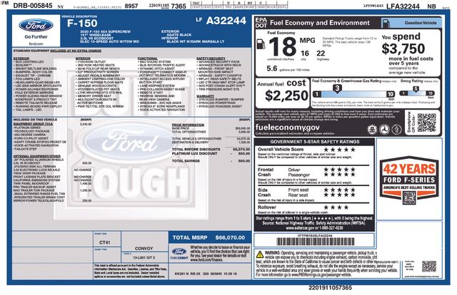 used 2020 Ford F-150 car, priced at $34,999