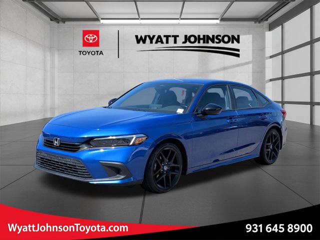 Blue 2022 Honda Civic Sedan Front-Wheel Drive Continuously Variable Transmission