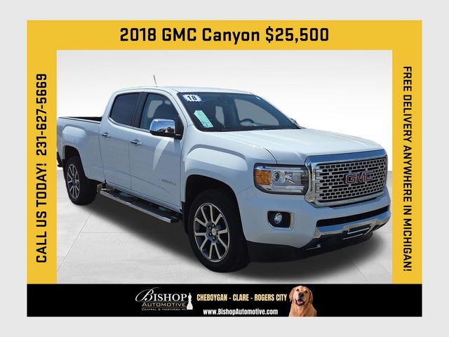 Summit White 2018 GMC Canyon Denali Crew Cab 4WD Pickup Truck Four-Wheel Drive 8-Speed Automatic