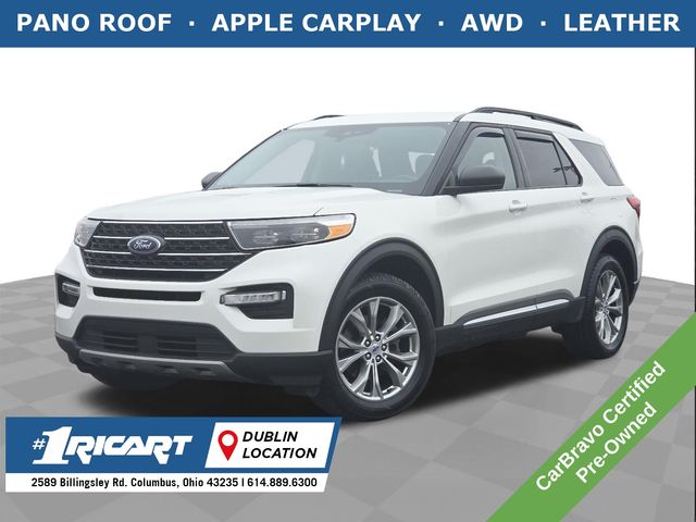 Star White Metallic Tri-Coat 2023 Ford Explorer XLT AWD SUV / Crossover All-Wheel Drive Automatic