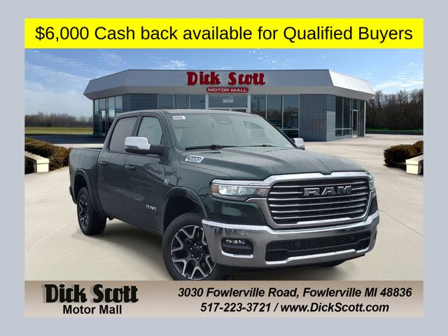 Serrano Green Metallic 2026 RAM 1500 Laramie Crew Cab 4WD Pickup Truck Four-Wheel Drive 8-Speed Automatic