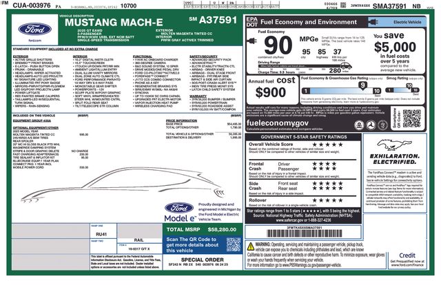 new 2025 Ford Mustang Mach-E car, priced at $54,280