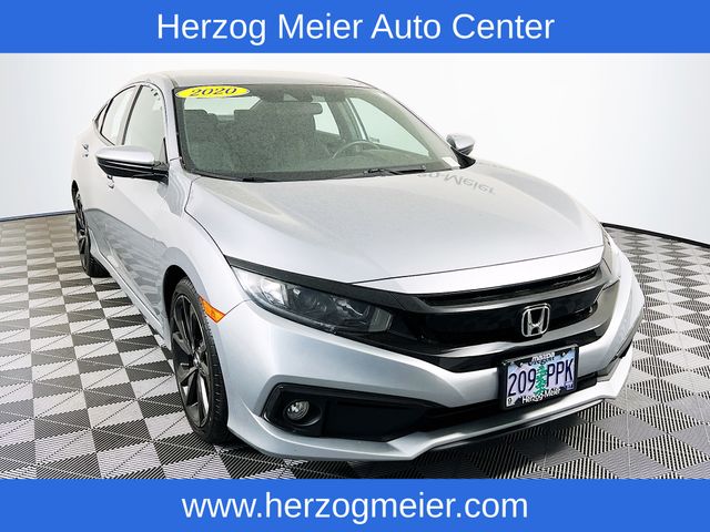Lunar Silver Metallic 2020 Honda Civic Sedan Front-Wheel Drive Continuously Variable Transmission