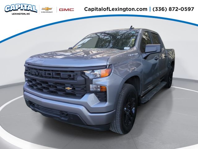 Sterling Gray Metallic 2024 Chevrolet Silverado 1500 Custom Crew Cab 4WD Pickup Truck Four-Wheel Drive 8-Speed Automatic