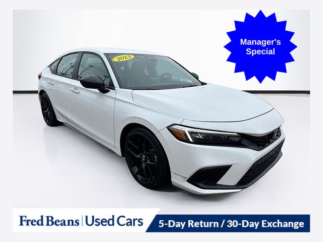 White 2023 Honda Civic Hatchback Sport FWD Hatchback Front-Wheel Drive Continuously Variable Transmission