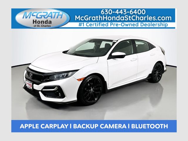 Platinum White Pearl 2020 Honda Civic Hatchback Sport FWD Hatchback Front-Wheel Drive Continuously Variable Transmission