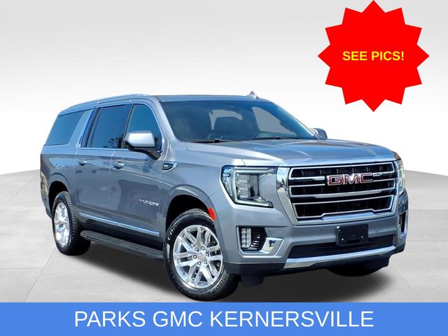 Gray (Satin Steel Metallic) 2022 GMC Yukon XL SLT 4WD SUV / Crossover Four-Wheel Drive