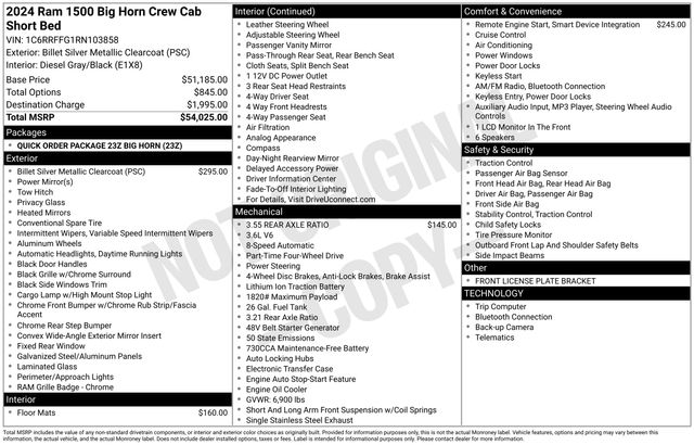 2024 RAM 1500 Big Horn Crew Cab 4WD