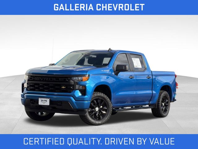 Glacier Blue Metallic 2022 Chevrolet Silverado 1500 Custom Crew Cab RWD Pickup Truck 4X2 8-Speed Automatic
