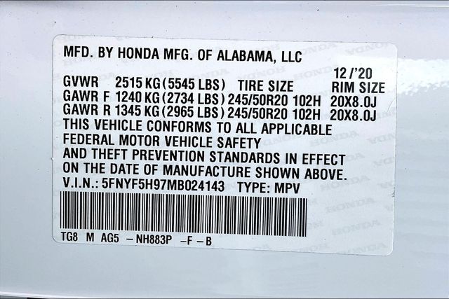 Used 2021 Honda Pilot Touring 4D Sport Utility