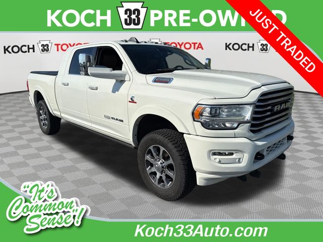 Pearl White 2019 RAM 2500 Laramie Longhorn Mega Cab 4WD Pickup Truck Four-Wheel Drive 6-Speed Automatic