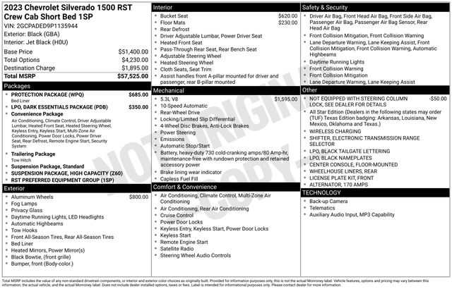 Black 2023 Chevrolet Silverado 1500 RST Crew Cab RWD Pickup Truck 4X2 Automatic