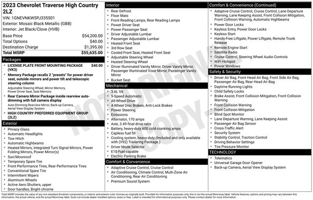 2023 Chevrolet Traverse AWD High Country