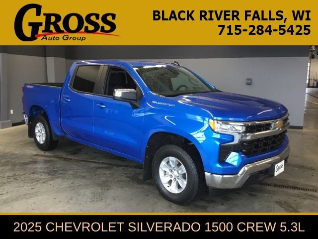 Blue 2025 Chevrolet Silverado 1500 LT Crew Cab 4WD Pickup Truck Four-Wheel Drive Automatic