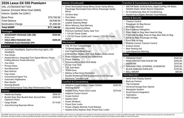 2026 Lexus GX 550 Premium+ AWD