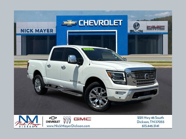 Pearl White Metallic 2020 Nissan Titan SL Crew Cab 4WD Pickup Truck Four-Wheel Drive 9-Speed Automatic