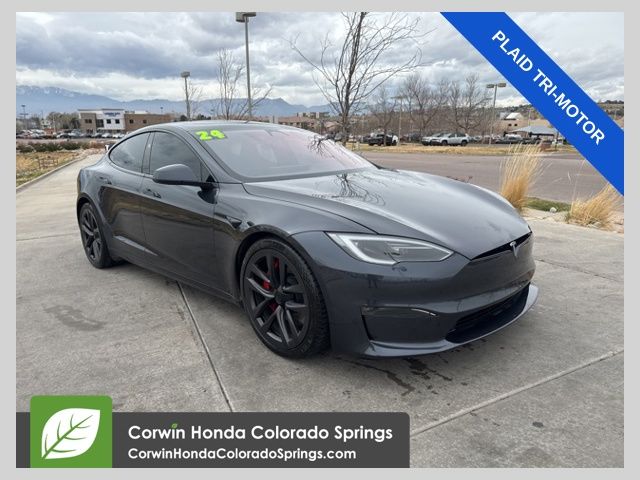 Solid Black 2024 Tesla Model S Plaid AWD Sedan All-Wheel Drive 1-Speed Automatic