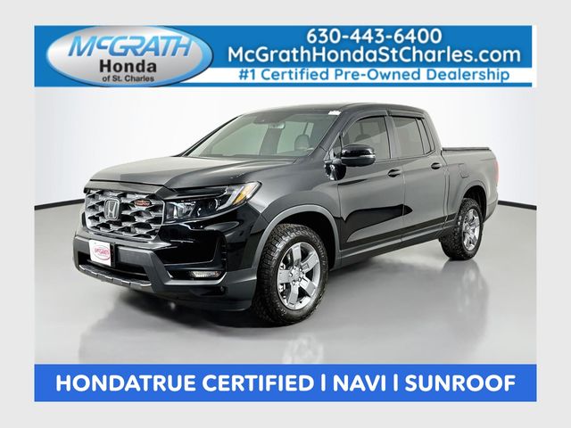 Crystal Black Pearl 2025 Honda Ridgeline Pickup Truck All-Wheel Drive 9-Speed Automatic