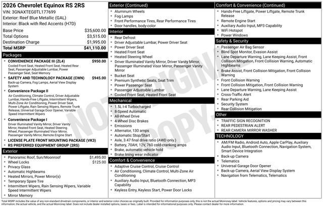 Reef Blue Metallic 2026 Chevrolet Equinox SUV / Crossover Four-Wheel Drive 8-Speed Automatic