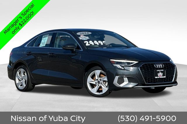 Manhattan Gray Metallic 2024 Audi A3 Sedan Front-Wheel Drive 7-Speed Automatic