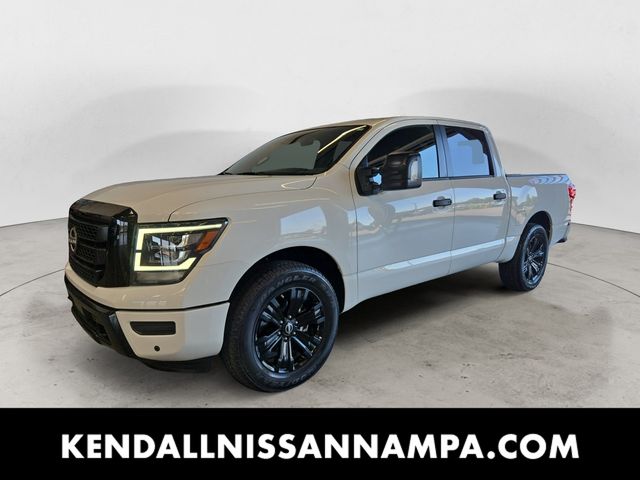 Glacier White 2023 Nissan Titan Pickup Truck Four-Wheel Drive 9-Speed Automatic