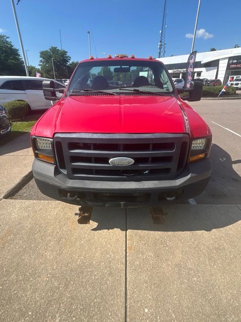 Red 2007 Ford F-350 Super Duty Pickup Truck Four-Wheel Drive 