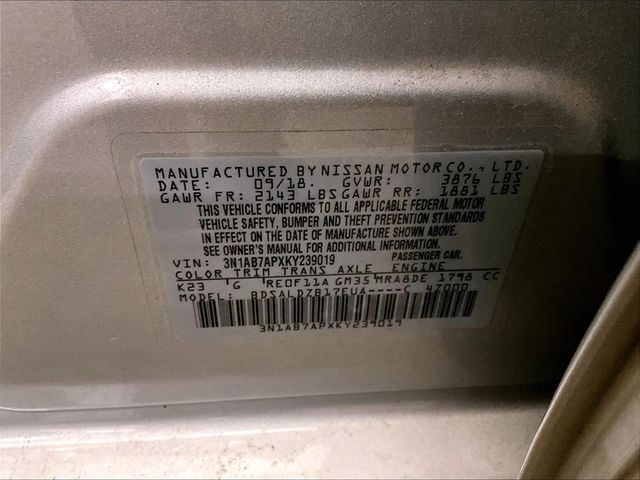 2019 Nissan Sentra SV Silver at Subaru and VW of Moon Township