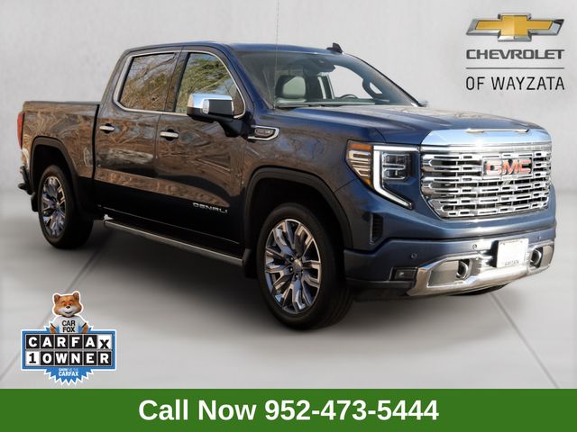 Pacific Blue Metallic 2023 GMC Sierra 1500 Denali Crew Cab 4WD Pickup Truck Four-Wheel Drive Automatic