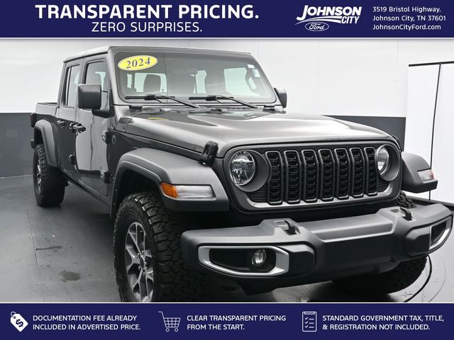 Gray (Granite Crystal Metallic Clearcoat) 2024 Jeep Gladiator Sport Crew Cab 4WD Pickup Truck Four-Wheel Drive 8-Speed Automatic