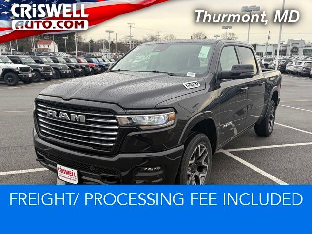 Diamond Black 2026 RAM 1500 Laramie Crew Cab 4WD Pickup Truck Four-Wheel Drive 8-Speed Automatic