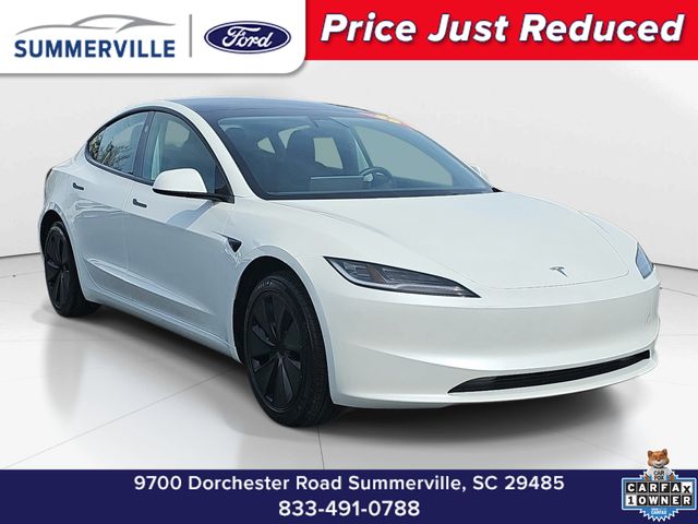 Pearl White Multi-Coat 2025 Tesla Model 3 Long Range RWD Sedan Rear-Wheel Drive 1-Speed Automatic
