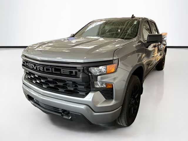 Sterling Gray Metallic 2024 Chevrolet Silverado 1500 Custom Crew Cab 4WD Pickup Truck Four-Wheel Drive 8-Speed Automatic