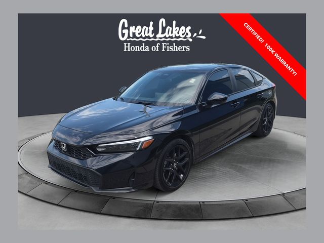 Crystal Black Pearl 2025 Honda Civic Hybrid Hatchback Front-Wheel Drive Continuously Variable Transmission