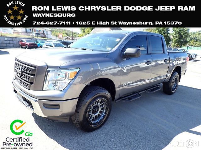 Gray (Gun Metallic) 2024 Nissan Titan Pickup Truck Four-Wheel Drive 9-Speed Automatic
