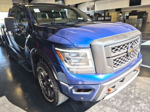 Deep Blue Pearl Metallic 2020 Nissan Titan Pickup Truck Four-Wheel Drive 9-Speed Automatic