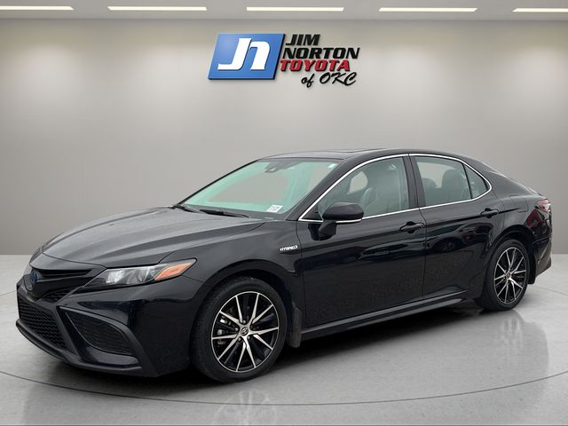 Midnight Black Metallic 2021 Toyota Camry Hybrid Sedan Front-Wheel Drive Continuously Variable Transmission