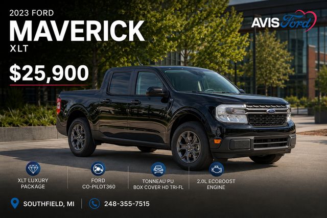 Shadow Black 2023 Ford Maverick XLT SuperCrew AWD Pickup Truck All-Wheel Drive 8-Speed Automatic