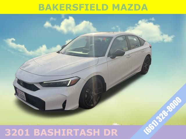 White 2025 Honda Civic Hybrid Sport Hatchback FWD Hatchback Front-Wheel Drive Continuously Variable Transmission