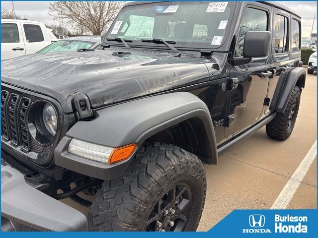 Black Clearcoat 2024 Jeep Wrangler Willys 4-Door 4WD SUV / Crossover Four-Wheel Drive 8-Speed Automatic