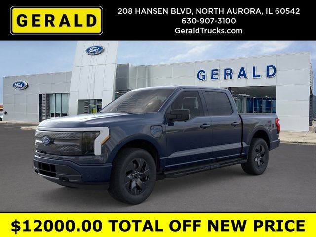 Antimatter Blue Metallic 2025 Ford F-150 Lightning Flash SuperCrew AWD Pickup Truck All-Wheel Drive Automatic