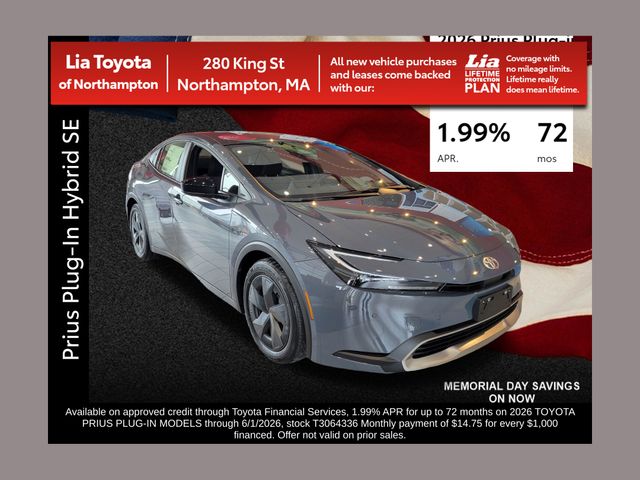 Gray 2026 Toyota Prius Plug-In Hybrid SE FWD Hatchback Front-Wheel Drive Continuously Variable Transmission