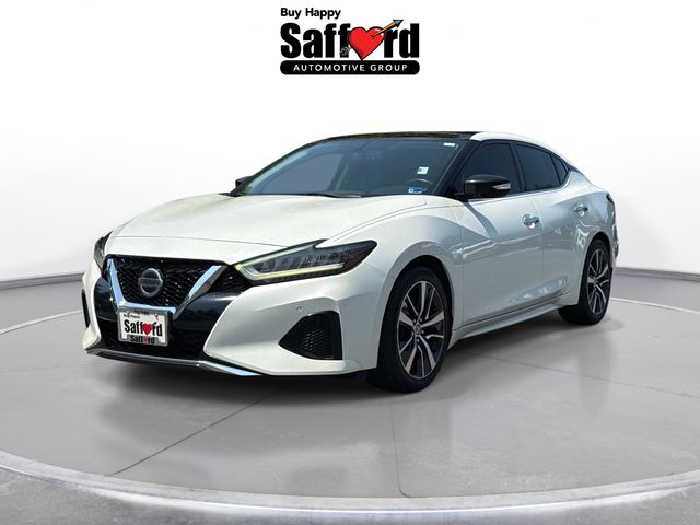 Pearl White 2019 Nissan Maxima Sedan Front-Wheel Drive Continuously Variable Transmission