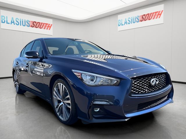 Grand Blue 2023 INFINITI Q50 Sensory AWD Sedan All-Wheel Drive 7-Speed Automatic Overdrive